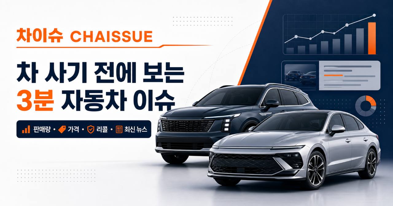 차이슈, 차 사기 전에 보는 3분 자동차 이슈. 판매량, 가격, 리콜, 최신 뉴스